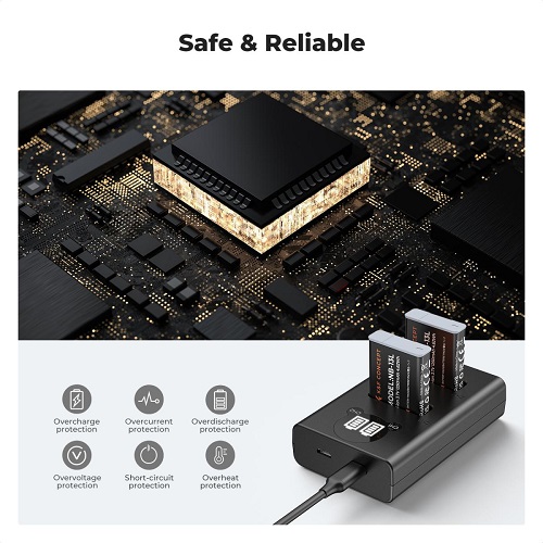 K&F Concept KF28.0043 NB-13L 1250mAh 2 Batteries with Fast Dual Slot Charger Set - Black - Image 6