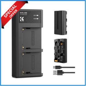K&F Concept KF28.0046 NP-F550 2 Pack Battery with LED Charger for Sony NP-F Series Batteries - Black