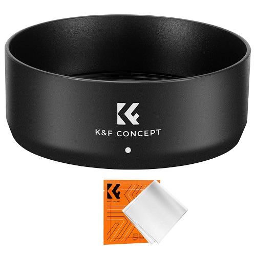 K&F Concept KF03.107 ES-65B Lens Hood with Cleaning Cloth for Canon RF 50mm STM Lens - Black - Image 2