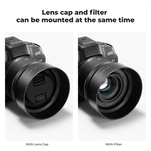 K&F Concept KF03.107 ES-65B Lens Hood with Cleaning Cloth for Canon RF 50mm STM Lens - Black - Image 5