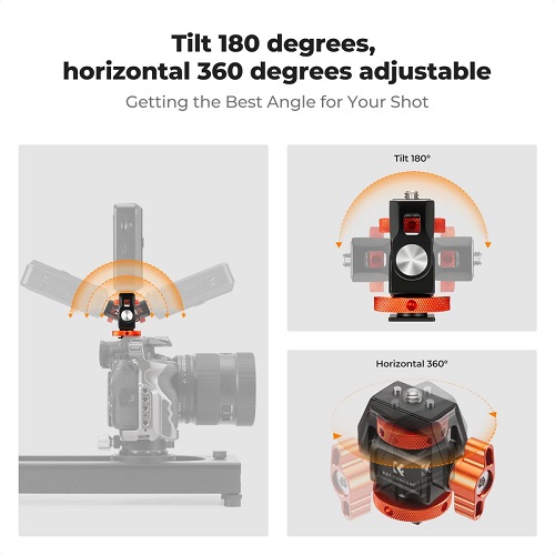 K&F Concept KF31.133 MS-42 Swivel and Tilt Adjustable Field Monitor Mount Holder with Cold Shoe Mount - Black - Image 4