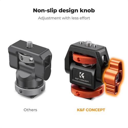 K&F Concept KF31.133 MS-42 Swivel and Tilt Adjustable Field Monitor Mount Holder with Cold Shoe Mount - Black - Image 6