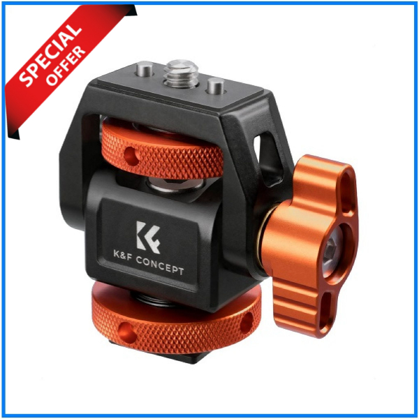 K&F Concept KF31.133 MS-42 Swivel and Tilt Adjustable Field Monitor Mount Holder with Cold Shoe Mount - Black