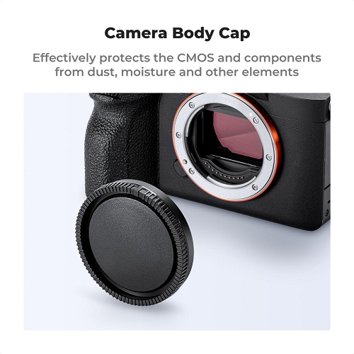 K&F Concept SKU.2222 Sony E-Mount Camera Body & Rear Lens Cap Set - Black - Image 2
