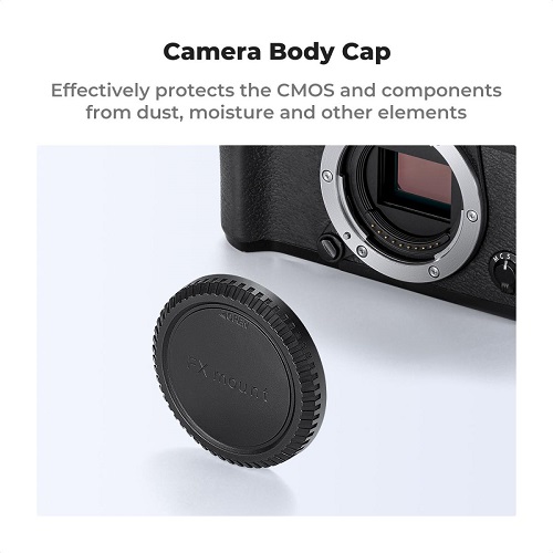 K&F Concept SKU.2223 Fujifilm X-Mount Camera Body & Rear Lens Cap Set - Black - Image 3