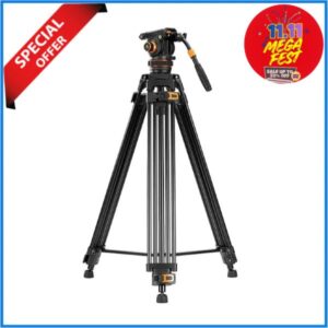 K&F Concept KF09.148V1 VA3+BV20 Aluminum Alloy Professional Fluid Head Video Tripod - Black