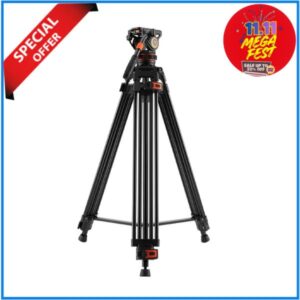 K&F Concept KF09.147V1 VA3+BV10 Aluminum Alloy Professional Fluid Head Video Tripod - Black