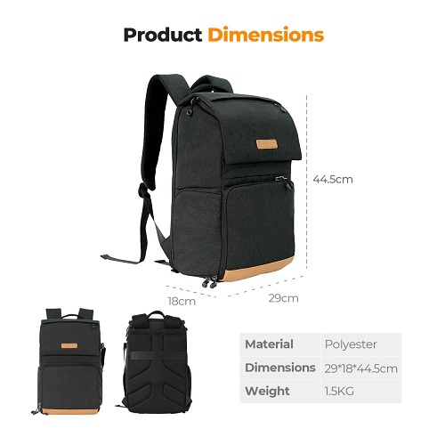 K&F Concept KF13.104V2 Multifunctional Waterproof Camera Backpack with 15.6