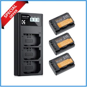 K&F Concept KF28.0038 Sony NP-FZ100 2280mAh 3 Batteries & Fast Three Slot Charger Set - Black