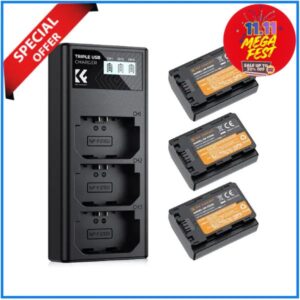K&F Concept KF28.0038 Sony NP-FZ100 2280mAh 3 Batteries & Fast Three Slot Charger Set - Black