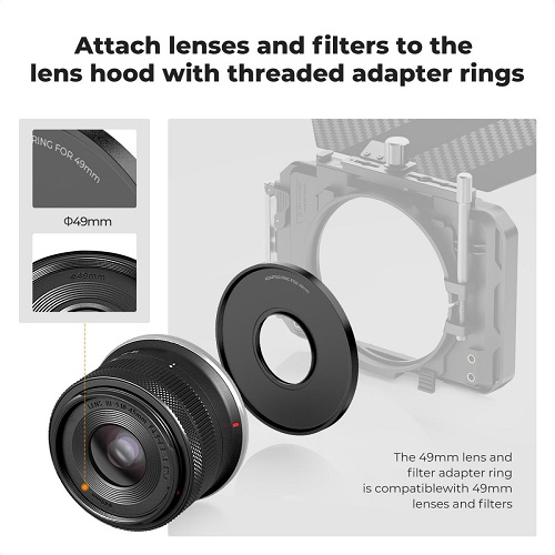 K&F Concept Matte Box Adapter Ring (49mm/52mm/55mm/58mm) - Black - Image 2