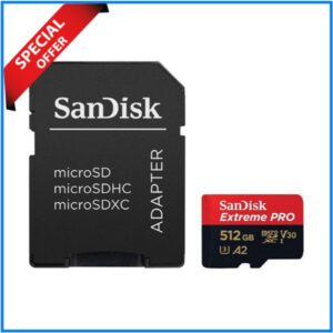 SanDisk 512GB 200MB/s Extreme PRO 4K UHD High-Speed UHS-I Micro SDXC Memory Card with Adapter - Black