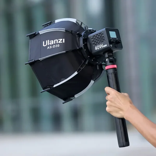 Ulanzi AS-D30 Mini Bowens Mount Octagonal Softbox with Grid (30cm) - Black - Image 2