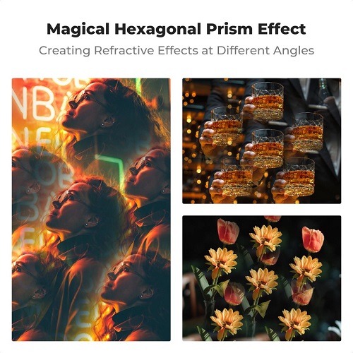 K&F Concept 67mm KF01.2805V1 Kaleidoscope Central Prism Hexagonal Special Effect Filter - Black - Image 3