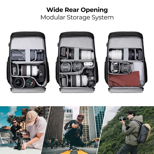 K&F Concept KF13.128V4 Multifunctional Waterproof Large Alpha Camera Backpack (25L) - Black - Image 3
