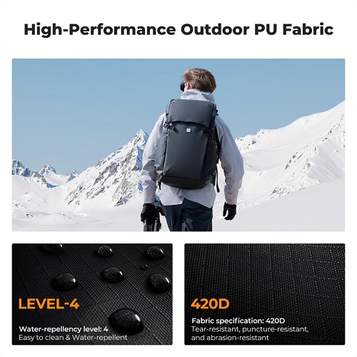 K&F Concept KF13.206V1 Multifunctional Waterproof Large Camera Backpack (30L) - Black - Image 10