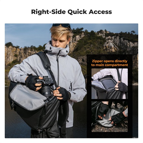 K&F Concept KF13.206V1 Multifunctional Waterproof Large Camera Backpack (30L) - Black - Image 7