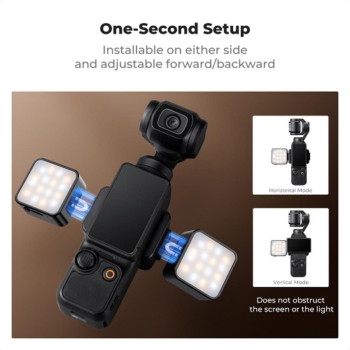 K&F Concept KF20.0001 DJI Osmo Pocket 3 Magnetic Mini LED Fill Light - Black - Image 9