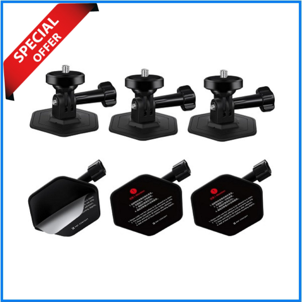 K&F Concept KF31.054 3-Pack Flexible Adhesive Helmet Mount for Action Cameras - Black