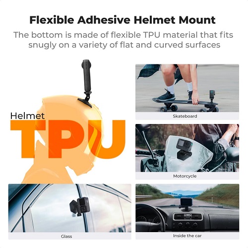 K&F Concept KF31.054 3-Pack Flexible Adhesive Helmet Mount for Action Cameras - Black - Image 2