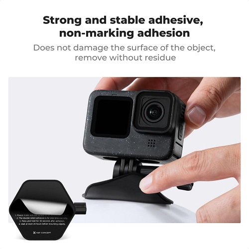K&F Concept KF31.054 3-Pack Flexible Adhesive Helmet Mount for Action Cameras - Black - Image 6