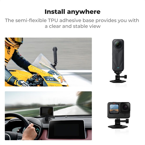 K&F Concept KF31.054 3-Pack Flexible Adhesive Helmet Mount for Action Cameras - Black - Image 3