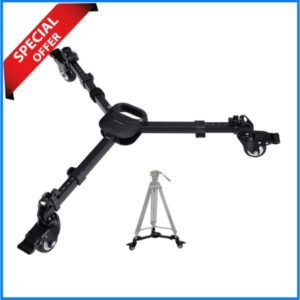 K&F Concept KF31.118 Heavy Duty Adjustable Legs with 3-inch Rubber Wheels Tripod Dolly with Carry Bag – Black