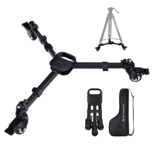 K&F Concept KF31.118 Heavy Duty Adjustable Legs with 3-inch Rubber Wheels Tripod Dolly with Carry Bag – Black - Image 8