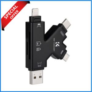K&F CONCEPT KF42.0006 4-in-1 Portable SD Memory Card Reader - Black
