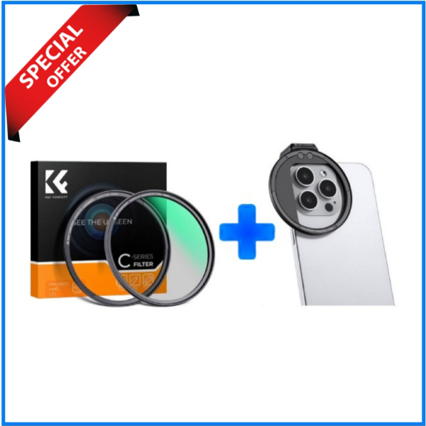 K&F Concept 67mm Magnetic CPL Filter with Smartphone Adapter Combo (KF01.2664+KF01.2675) - Black