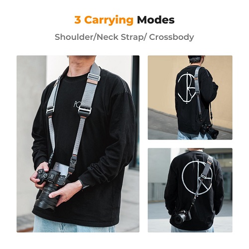 K&F Concept KF13.132 Adjustable Quick Release Shoulder Sling Camera Strap (45mm) - Grey - Image 7