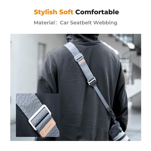 K&F Concept KF13.132 Adjustable Quick Release Shoulder Sling Camera Strap (45mm) - Grey - Image 4