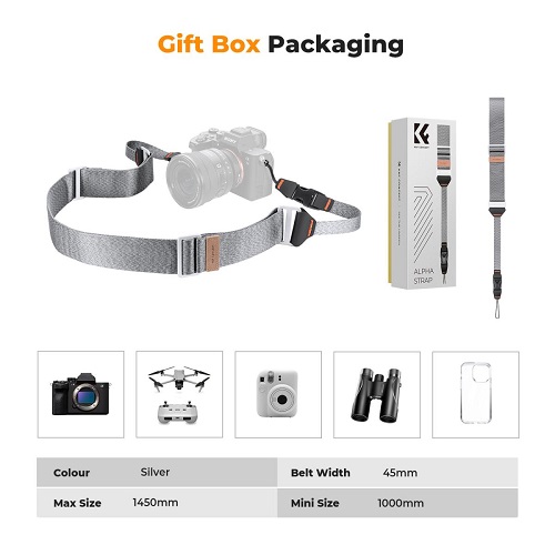 K&F Concept KF13.132 Adjustable Quick Release Shoulder Sling Camera Strap (45mm) - Grey - Image 6