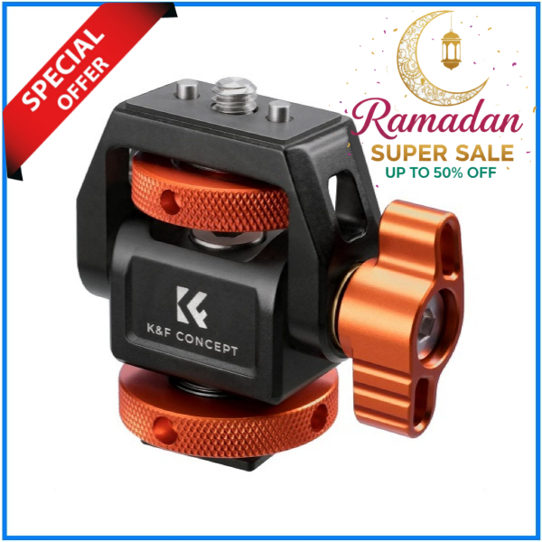 K&F Concept KF31.133 MS-42 Swivel and Tilt Adjustable Field Monitor Mount Holder with Cold Shoe Mount - Black