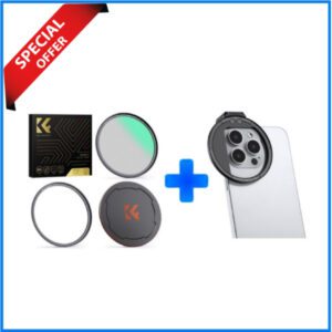 K&F Concept 67mm Magnetic 1/4 NANO-X MRC Black Diffusion Magnetic Filter with Smartphone Adapter Combo (SKU.1821+KF01.2675) - Black