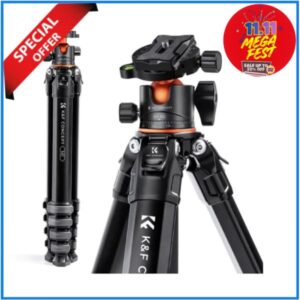 K&F Concept KF09.105V1 M1+BH-36L Aluminium Compact Travel Camera Tripod – Black