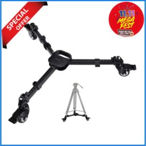 K&F Concept KF31.118 Heavy Duty Adjustable Legs with 3-inch Rubber Wheels Tripod Dolly with Carry Bag – Black