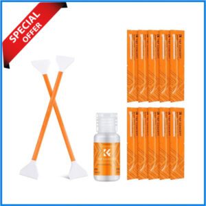 K&F Concept SKU.1965 10Pcs Double-Headed Cleaning Stick Swab with 20ml Cleaning Liquid Solution Set for CMOS Full Frame Cameras - White