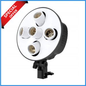 YE TL-5 Multi-Holder Studio E27 Socket Video Light Holder with 50*70cm Softbox, Light Stand & 5Pcs LED Bulbs Kit (Full Package) - Black