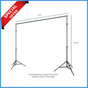 WELBORN BG-9 Portable Adjustable Studio Background Stand Set – Black