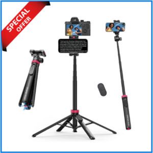 Ulanzi MT-44B 2-in-1 Extendable Selfie Stick Ball Head Quadpod – Black