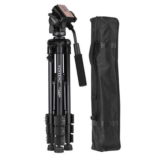 YUNTENG VCT-880 Aluminum Video Tripod - Black - Image 4