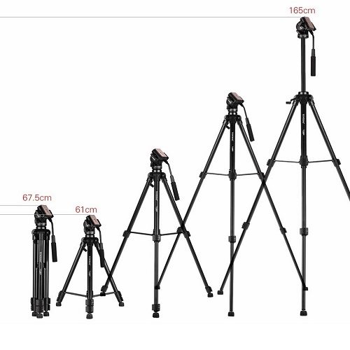 YUNTENG VCT-880 Aluminum Video Tripod - Black - Image 2