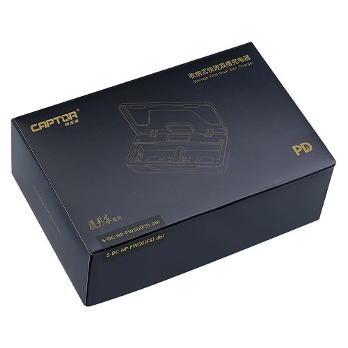 CAPTOR S-DC-NP-FW50(FS) DBL Dual Battery Fast Charging Case for Sony NP-FW50 Series Cameras - Black - Image 6