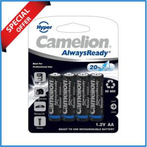 Camelion Hyper 2500mAh AA Ready to Use Rechargeable Battery Set (4Pcs) - Black