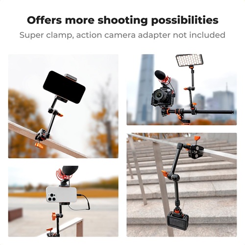 K&F Concept KF31.200 11-inch Multi-Functional 360° Ball Head Magic Arm Only – Black - Image 7