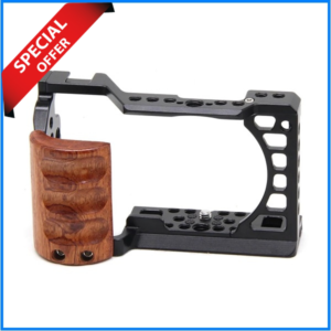 YE Full-Cage for Sony Alpha a6400/ a6300 Cameras with Wood Handgrip - Black