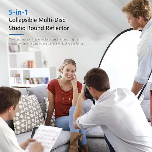 GODOX RFT-05 5-in-1 Oval Foldable Lighting Reflector with Carrying Bag (100x150cm) - (Translucent, Silver, Gold, White and Black) - Image 4