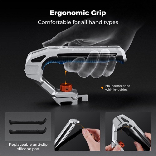 K&F Concept KF31.234 Universal Aluminum Camera Cage Top Handle with Arri NATO Cold Shoe System - Grey - Image 2