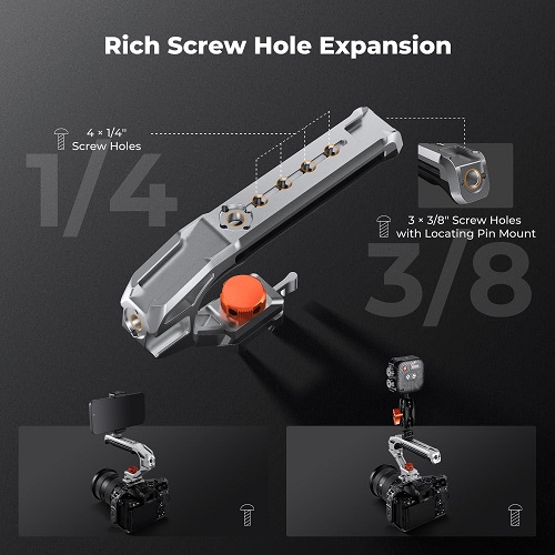 K&F Concept KF31.234 Universal Aluminum Camera Cage Top Handle with Arri NATO Cold Shoe System - Grey - Image 5